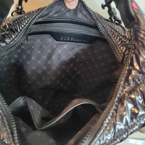 BCBGeneration Stylish Black Quilted Bag Puffer Tote Multicolor Strap NWOT - Picture 9 of 9